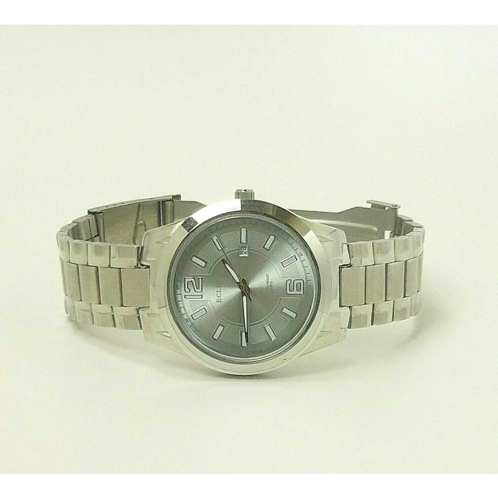 Men’s Eclipse Silver Color Stainless Steel Water Resist Bracelet Quartz Watch